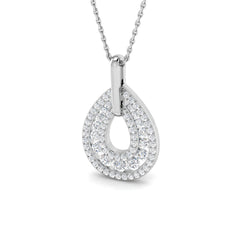 9ct White Gold teardrop lab-grown diamond pendant suspended from a matching polished gold chain.