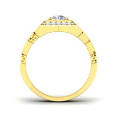 Side view of a gold men's ring showing the channel set diamond details and thick band profile.