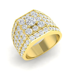 Heavy 9ct Yellow Gold gents statement ring set with 83 round brilliant lab-grown diamonds totalling 4.36ct.