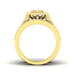 Side profile view of a heavy 18ct Yellow Gold diamond ring showing the intricate gallery details and wide band.