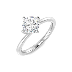 9ct White Gold solitaire ring featuring a 1.06ct round lab-grown diamond in a four-claw compass setting.