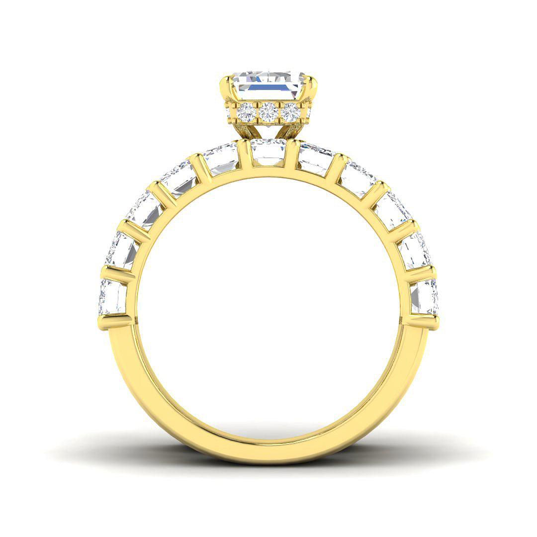 Front profile of a 9ct White Gold lab-grown diamond engagement ring stack showing the elevated setting.