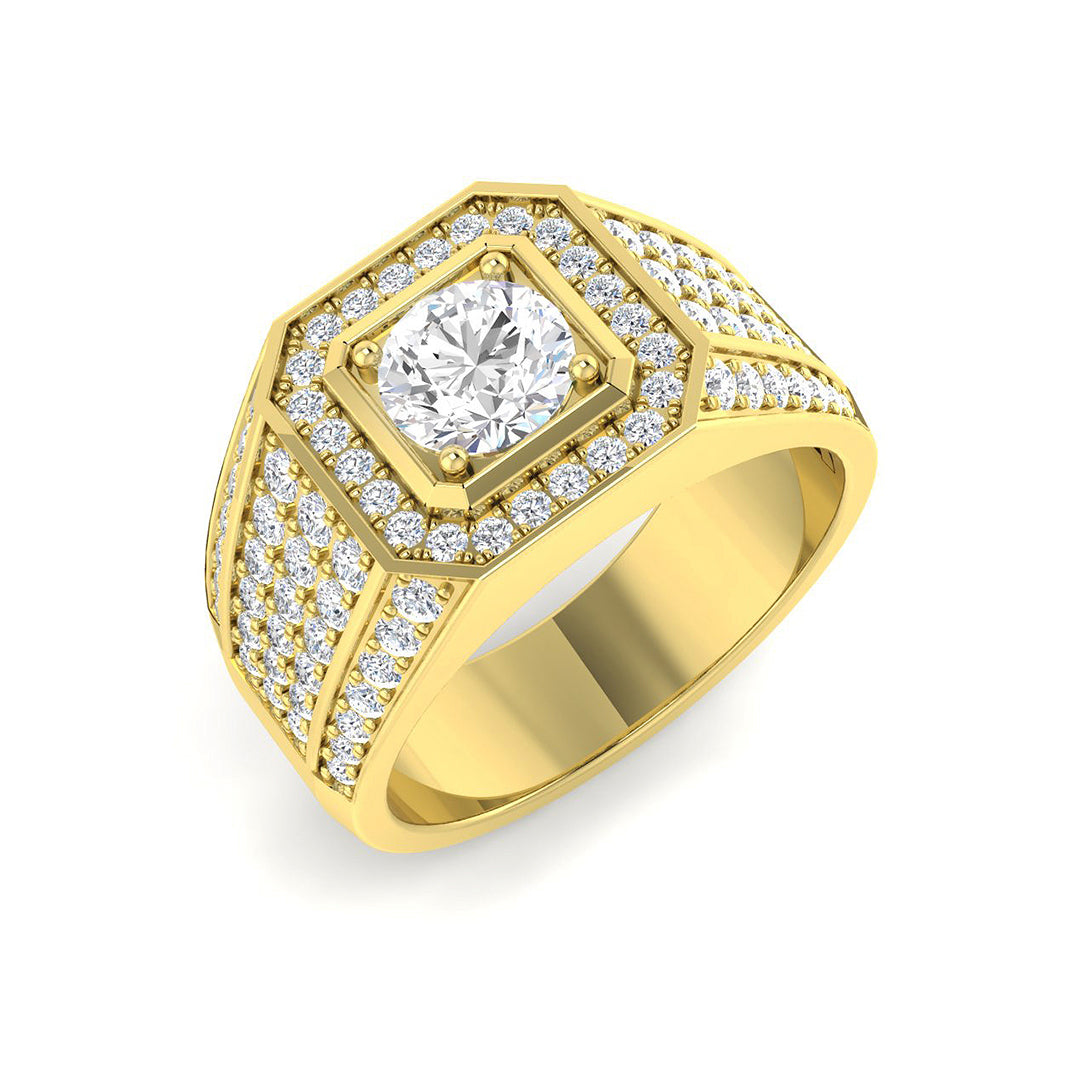 2.31ct Lab-Grown Diamond Gents Square Halo Ring 9ct Gold