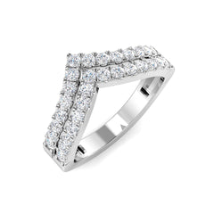 9ct White Gold double row wishbone ring set with 0.60ct of round brilliant lab-grown diamonds.