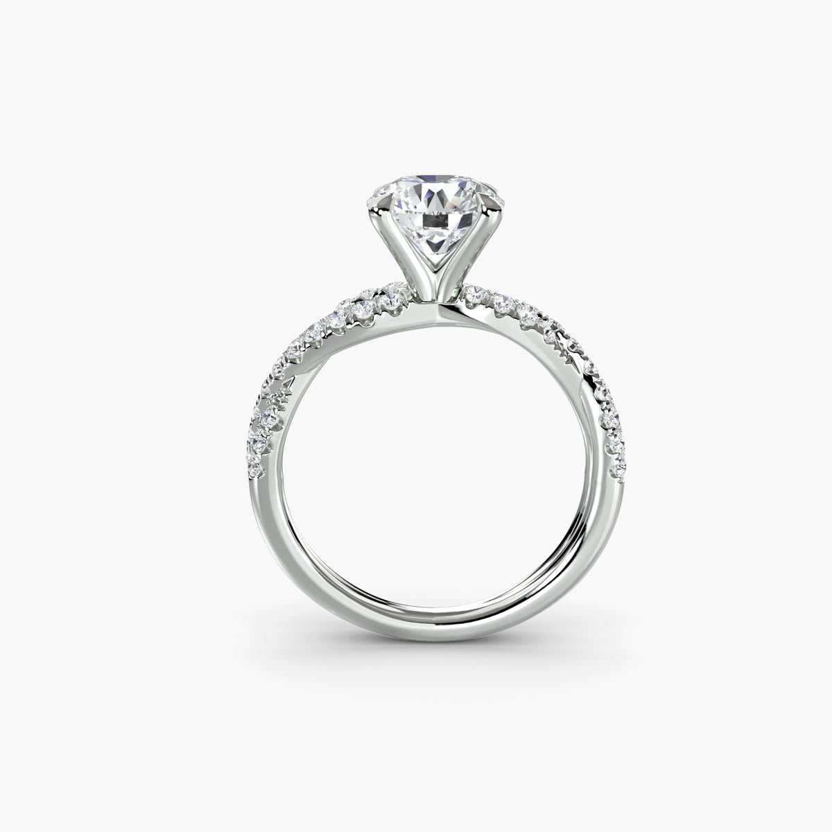 The Twisted Pavé Solitaire, front view