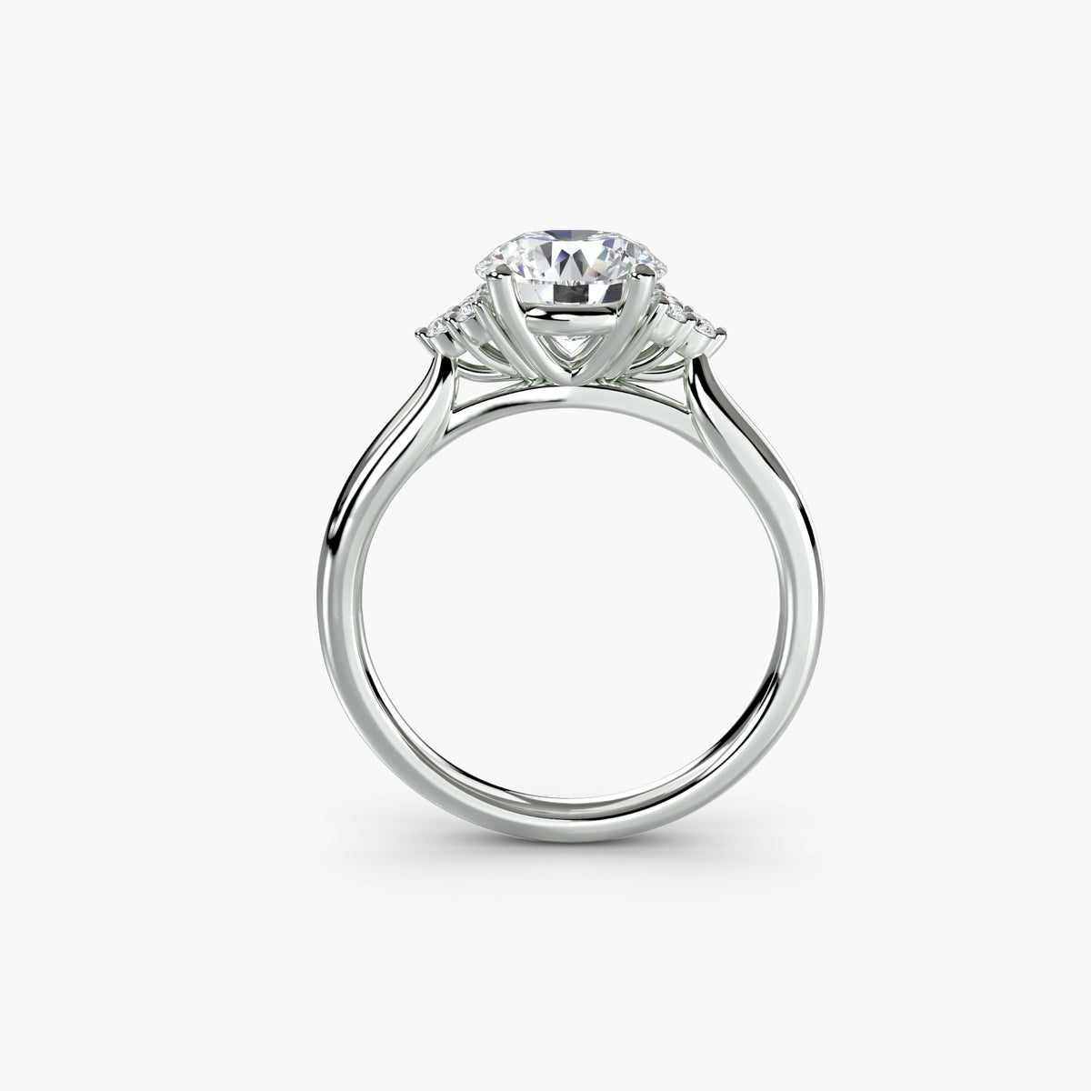 Solitaire with Cluster Shoulders, front view