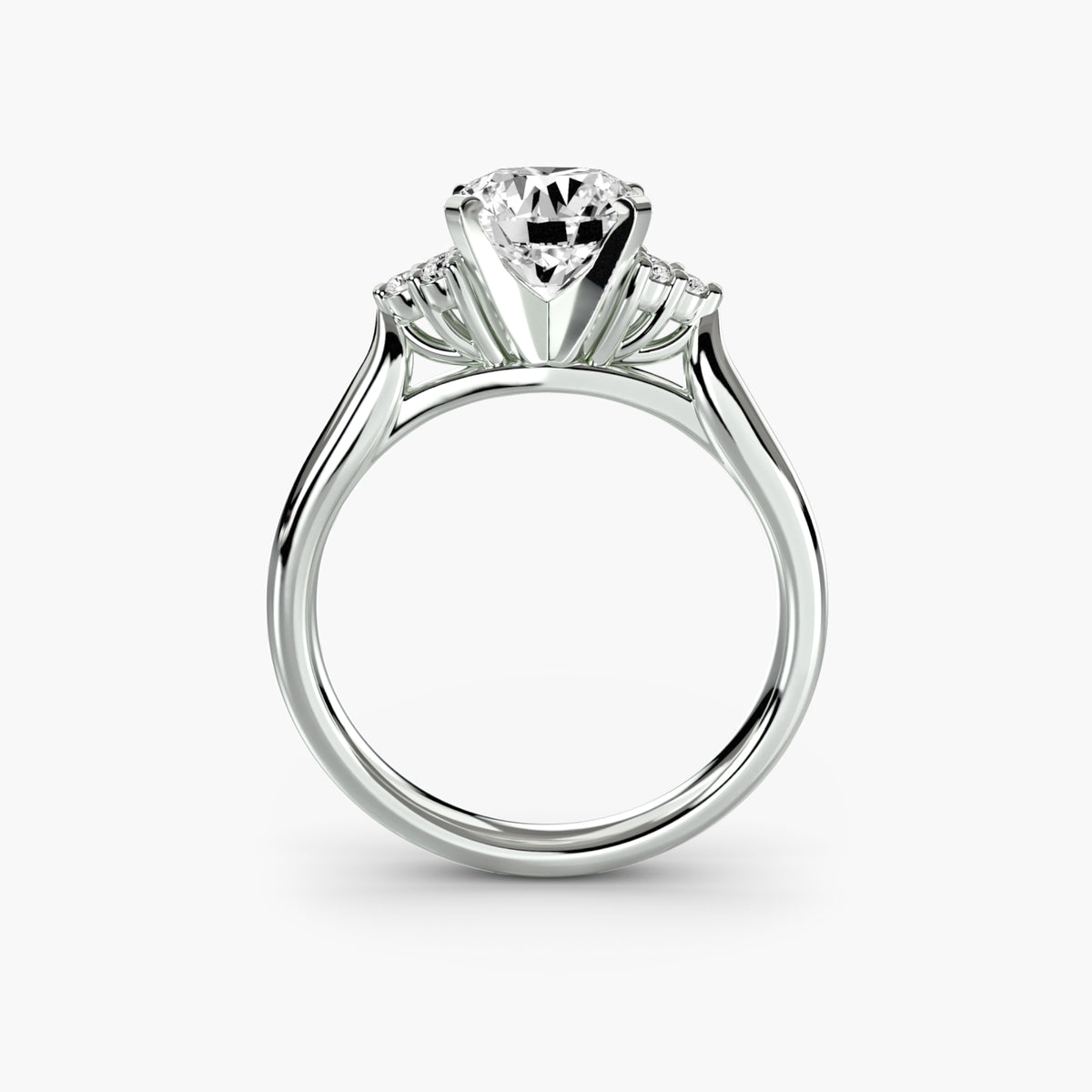 Solitaire With Cluster Shoulders, front view