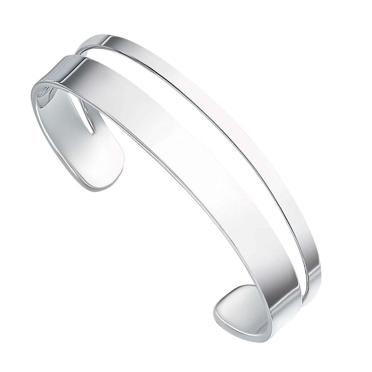 D-shape and flat torque bangle in recycled sterling silver, polished finish