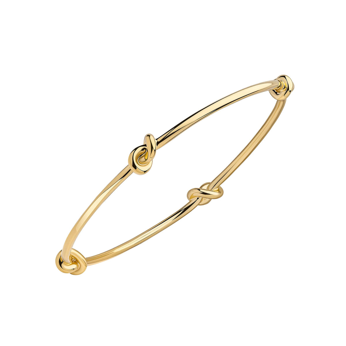 Love knot bangle in recycled sterling silver, showing intricate knot detail