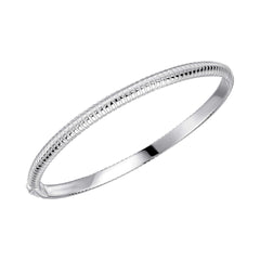 A single sterling silver hinged bangle with a textured, striped coil design, shown on a white background.