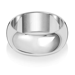 A classic D-shape polished wedding ring in platinum or white gold, shown from the side on a white background.