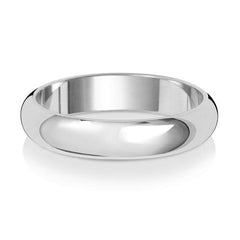 A classic D-shape polished wedding ring in platinum or white gold, shown from the side on a white background.