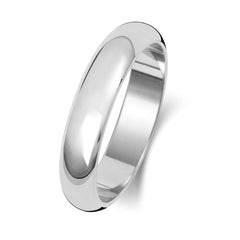 A classic D-shape polished wedding ring in platinum or white gold, shown from the side on a white background.