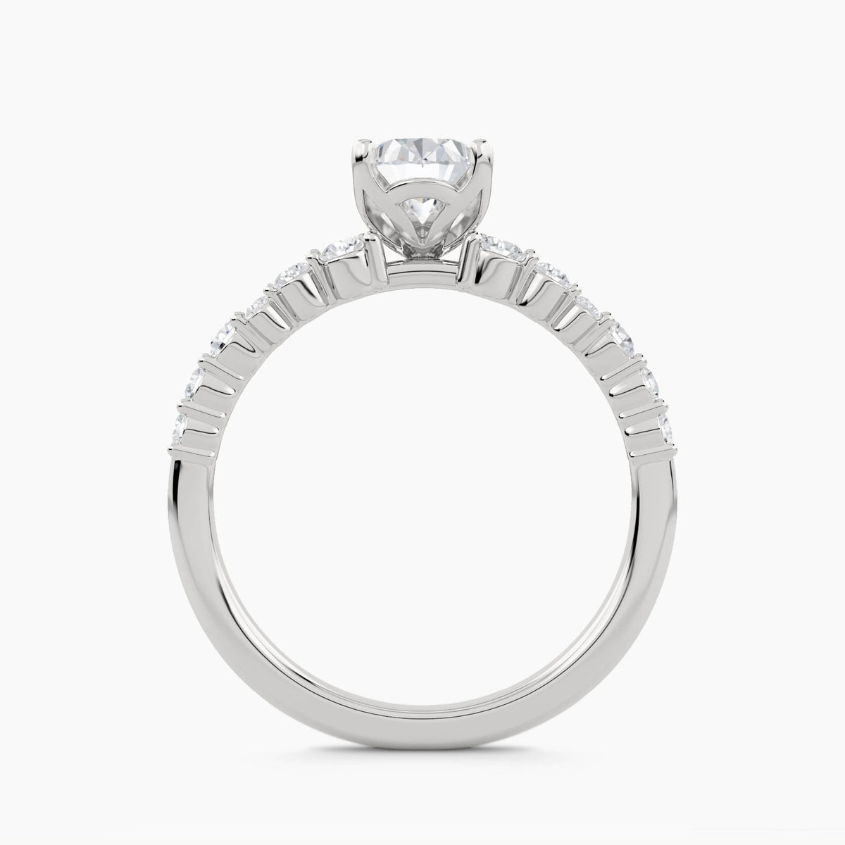 Solitaire With Pavé Multi-Cluster Shoulders, front view