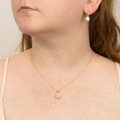 Organic Keshi Pearl & Diamond Yellow Gold Pendant