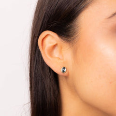 London Blue Topaz Cabochon Earrings in 9ct Gold