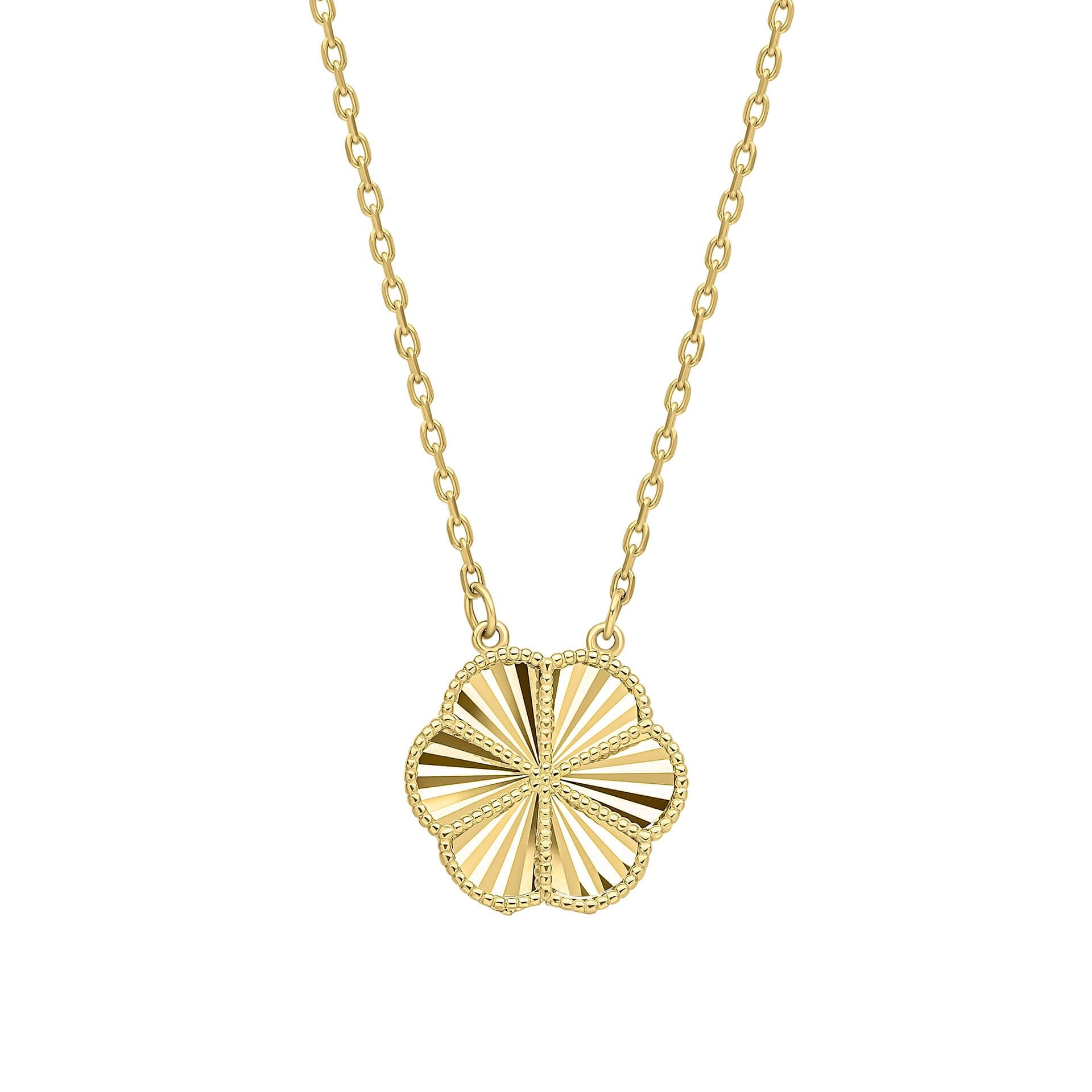 The reverse side of the 9ct gold English Rose pendant, showing the same intricate floral design.