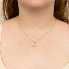 Organic Keshi Pearl & Diamond Yellow Gold Pendant