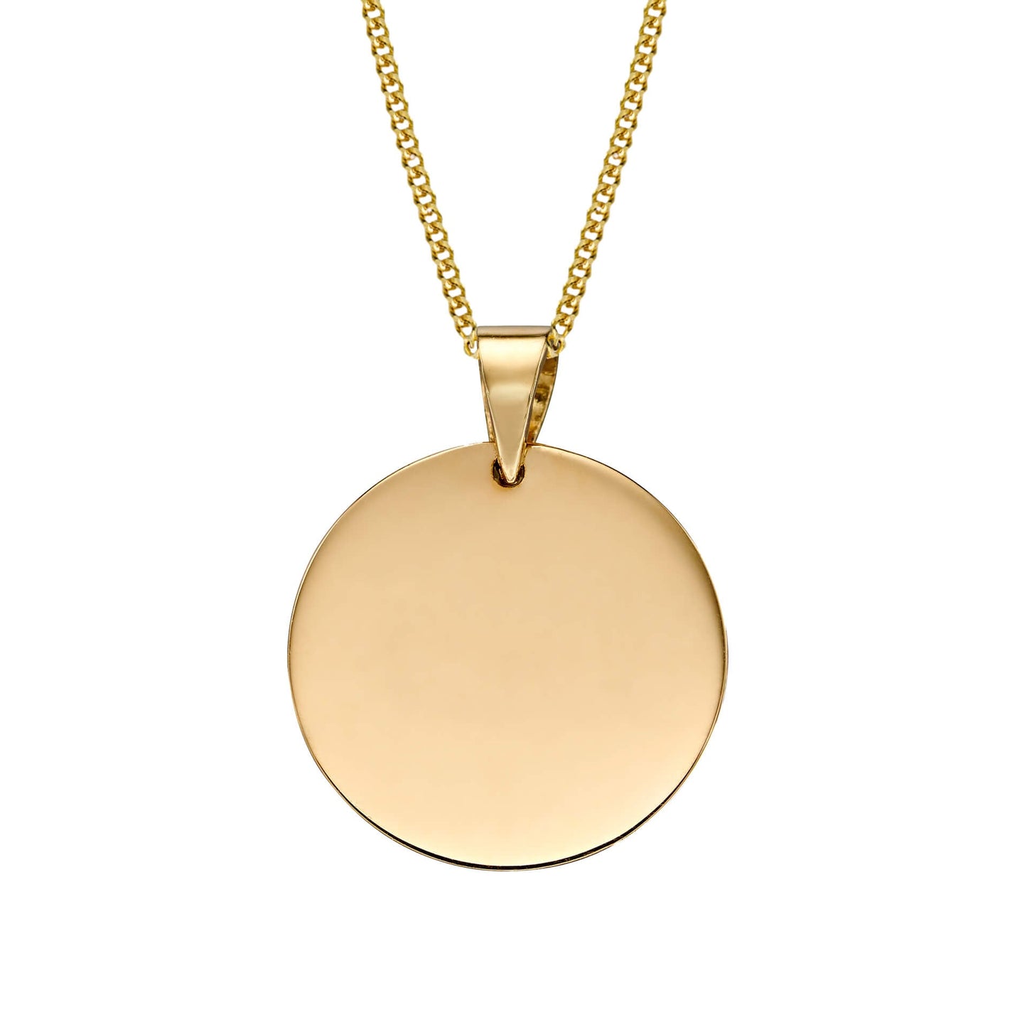 9ct yellow gold engravable disc pendant