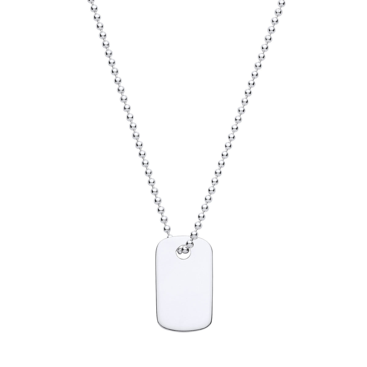 Sterling Silver Dog Tag Pendant Necklace 20 Inch Chain