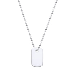 Sterling Silver Dog Tag Pendant Necklace 20 Inch Chain