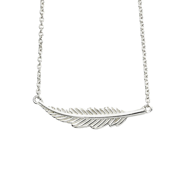Small feather pendant necklace in recycled sterling silver