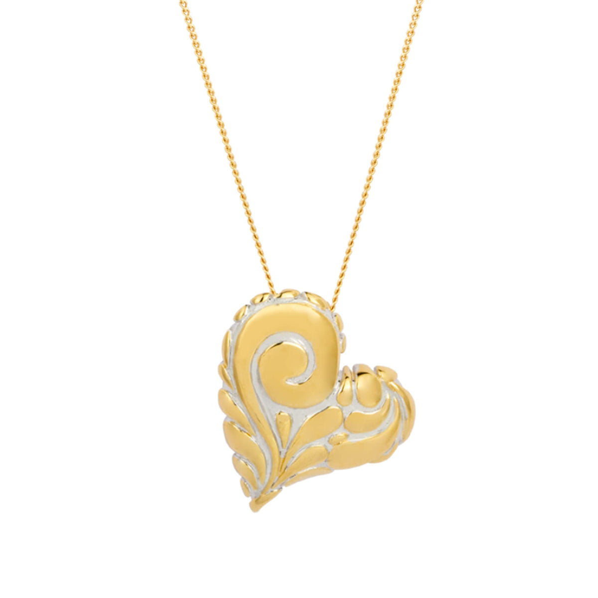 Night sky inspired heart pendant in recycled sterling silver with yellow gold plating