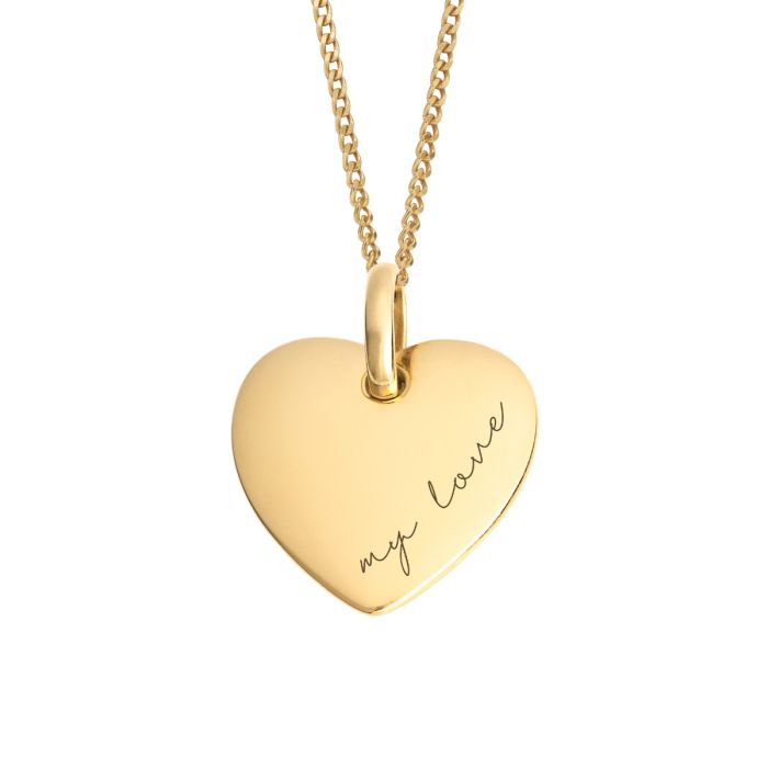 Engraved heart tag pendant showing both sides