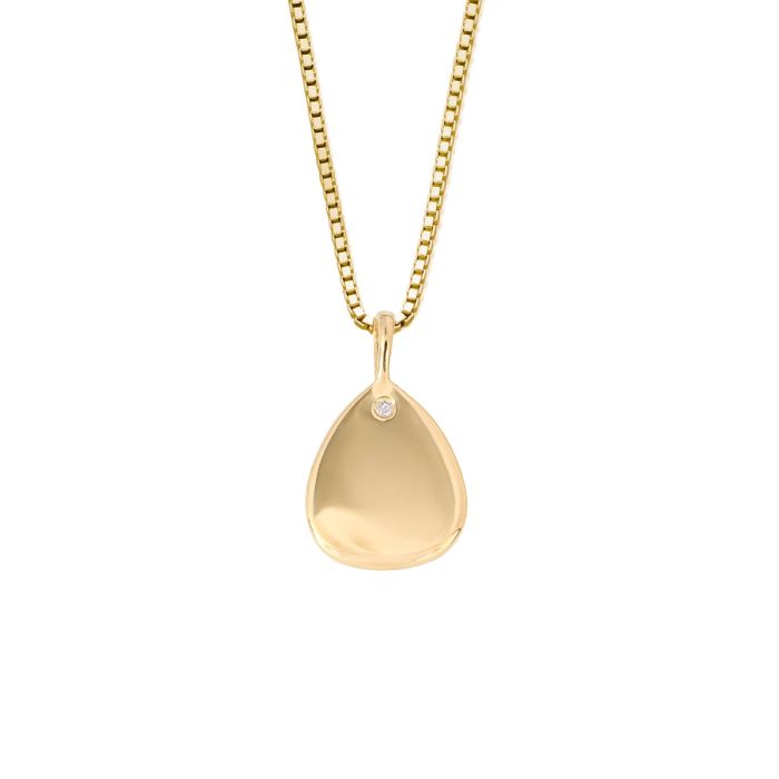 Droplet tag pendant in recycled sterling silver with natural diamond