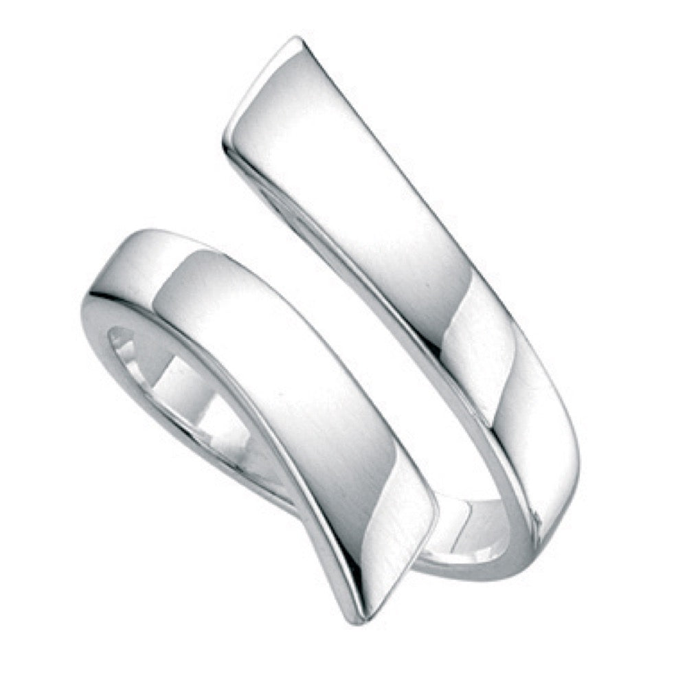 Wrap-around ring in polished recycled sterling silver