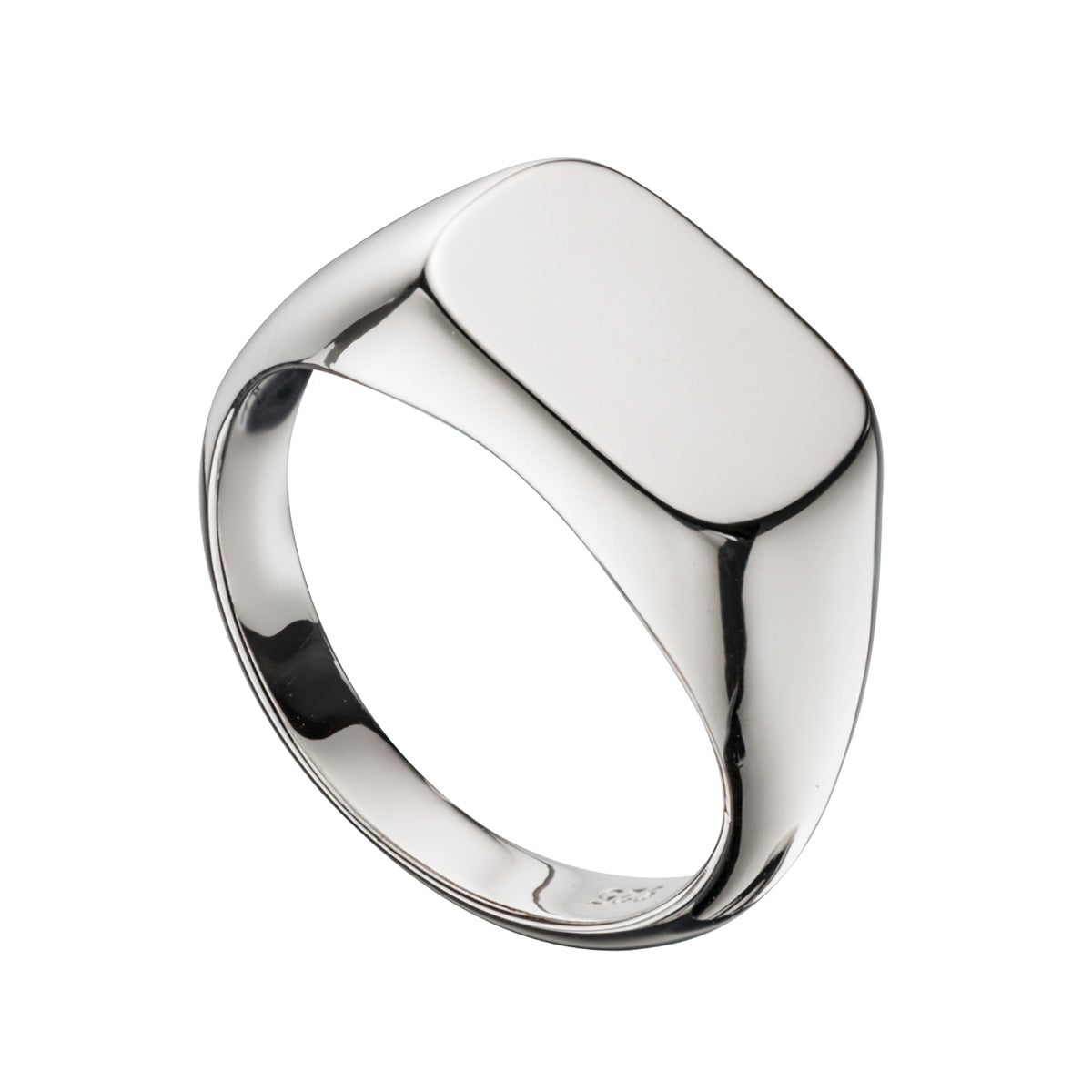 Recycled sterling silver signet ring, flat lay
